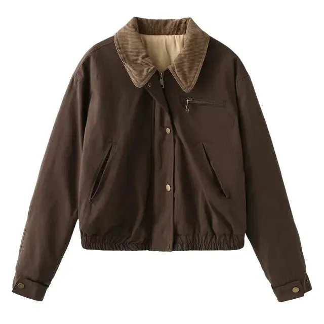 Earth Tone Solid Bomber Jacket