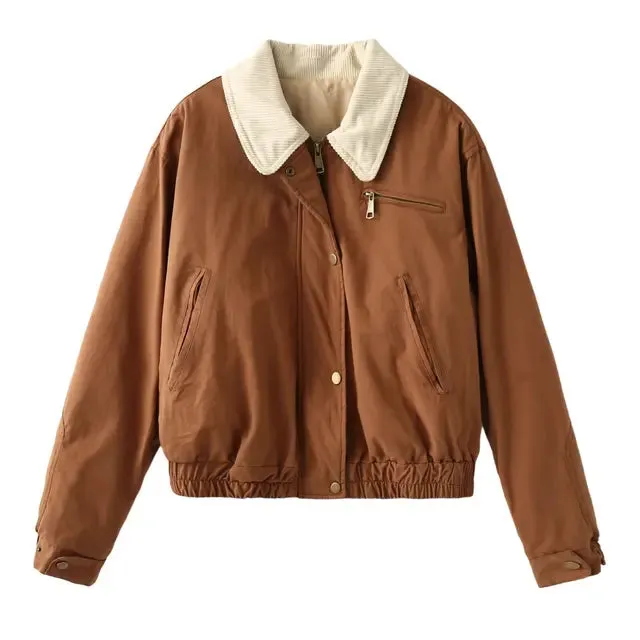 Earth Tone Solid Bomber Jacket