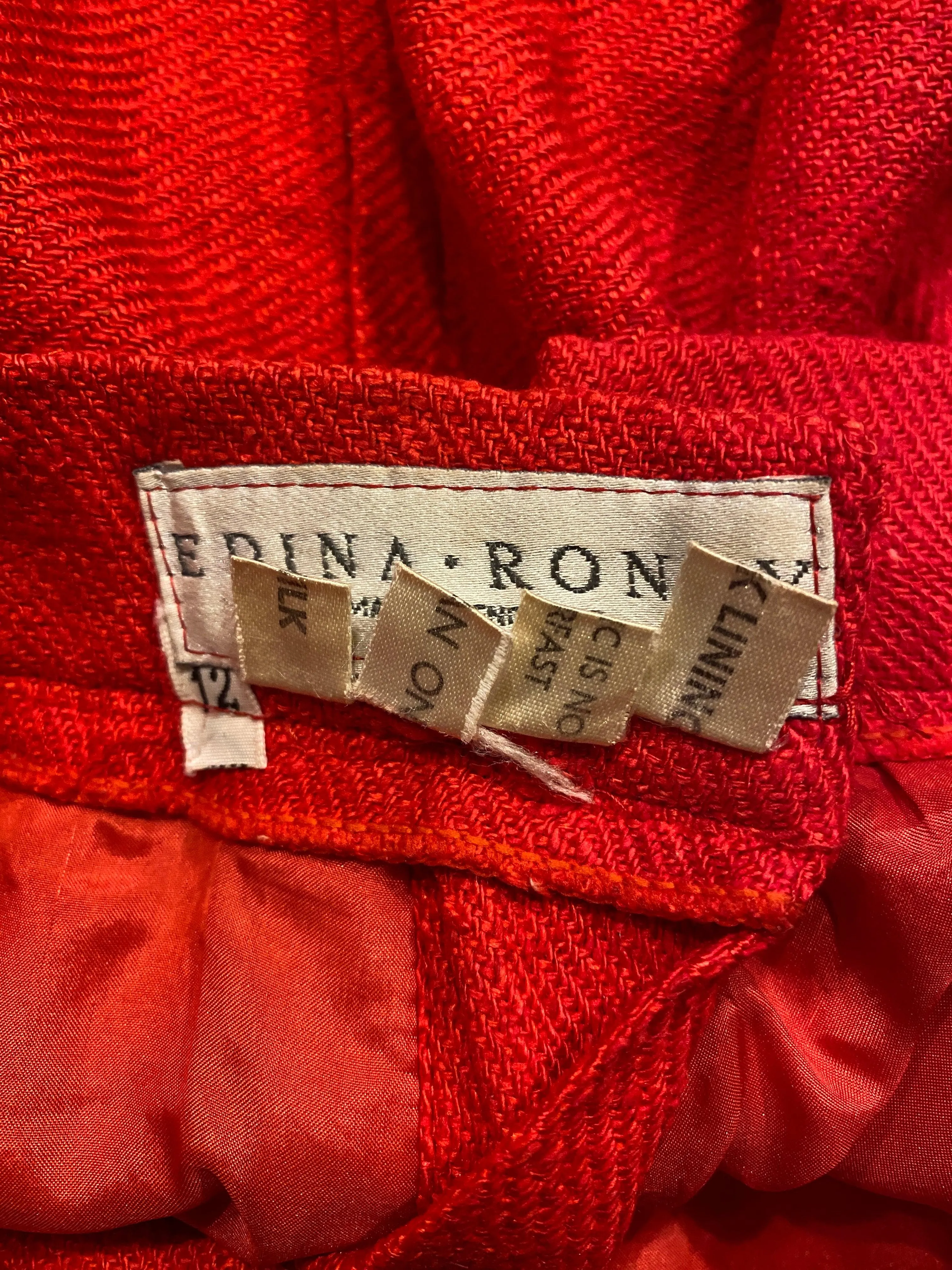 Edina Ronay 100% Red Silk Skirt UK Size 8