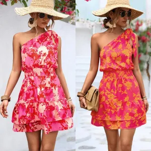 Fashion New Women's Clothing Sloping Shoulder Dress