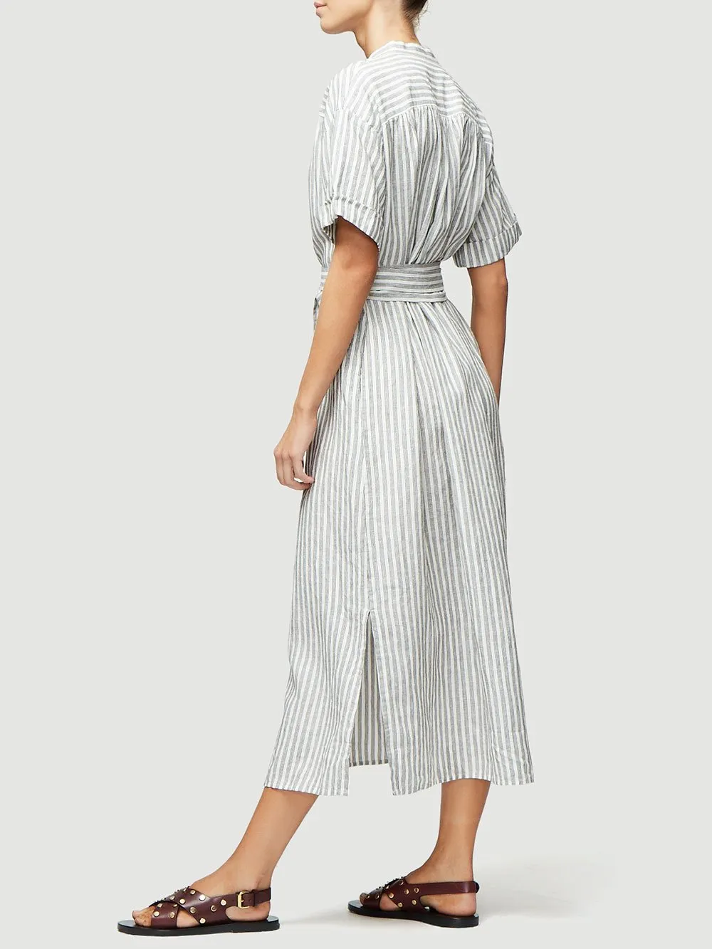 FRAME - Button Up Wrap Dress in Off White Multi