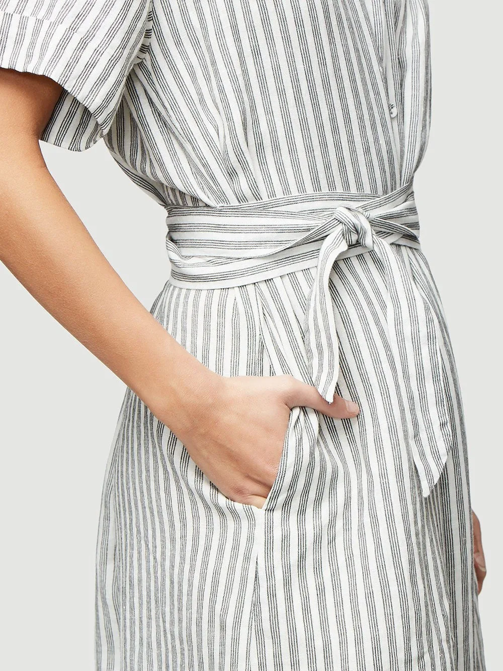 FRAME - Button Up Wrap Dress in Off White Multi