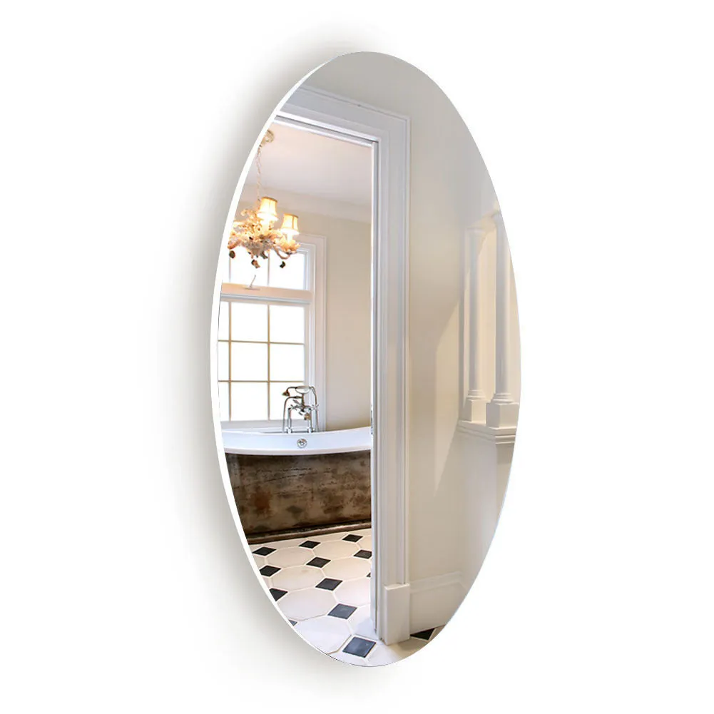 Frameless Beveled Wall Mounted Bathroom Mirror, HD Makeup Mirror, 25" Round Mirror