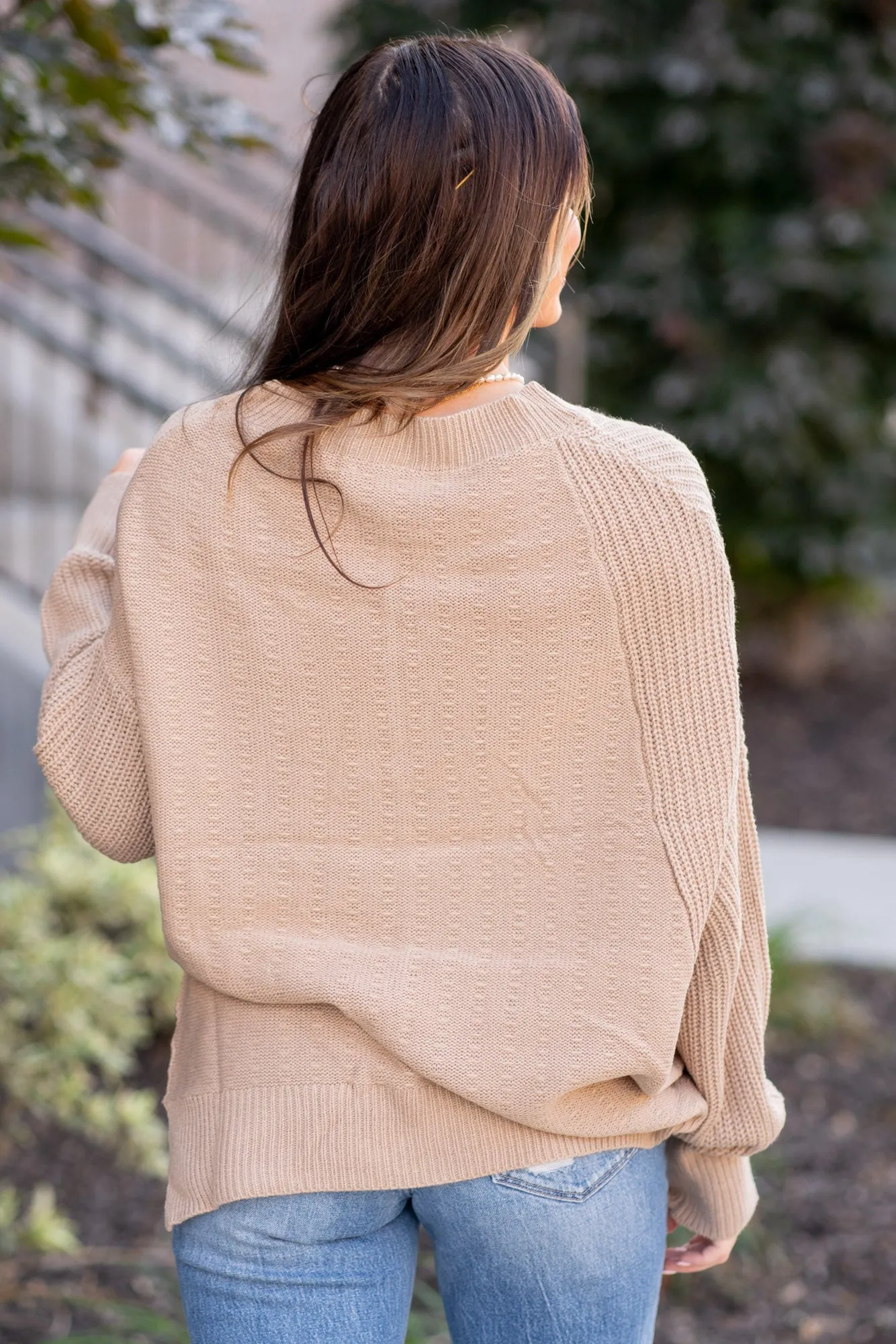 Full Size Side Slit Texture Asymmetric Sweater