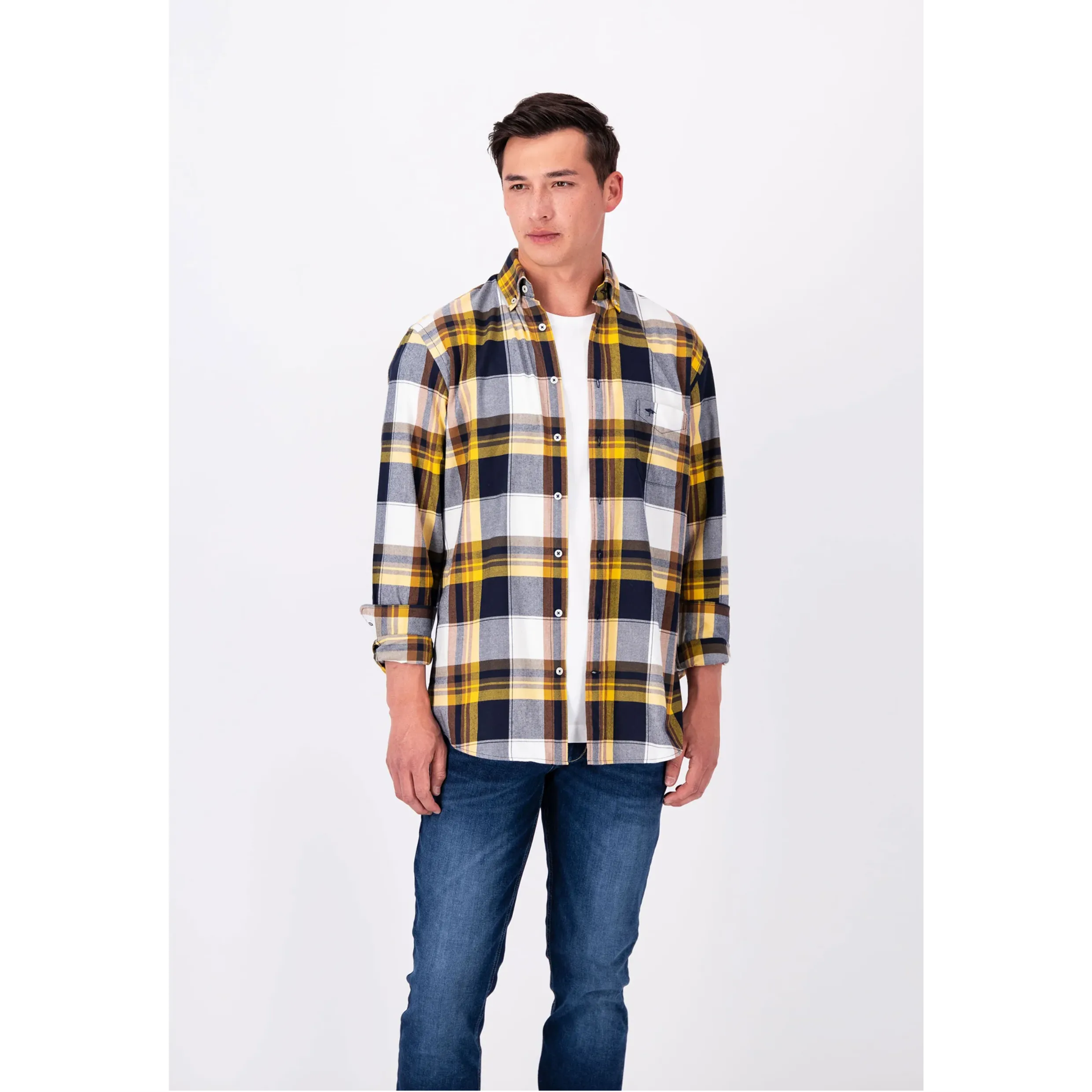 Fynch-Hatton SUPER SOFT COTTON SHIRT WITH CHECK PATTERN 13096070 Navy