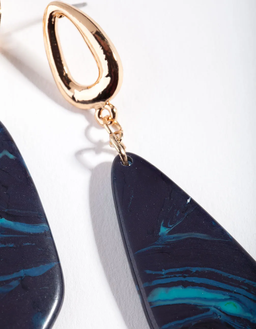 Gold Blue Irregular Drop Earrings