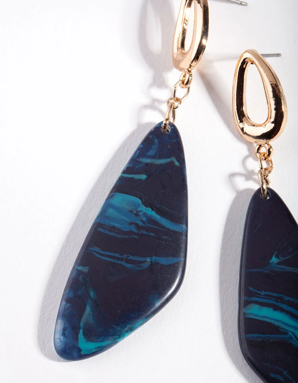 Gold Blue Irregular Drop Earrings