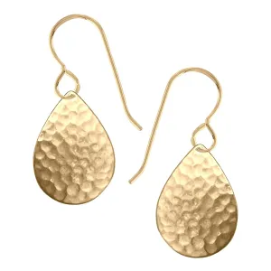 Gold Hammered Teardrop Dangle Earrings