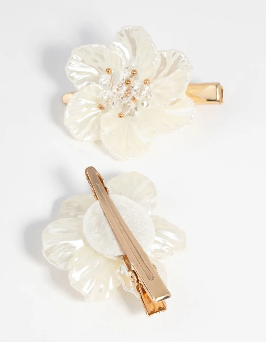 Gold Pearlised Flower Clip