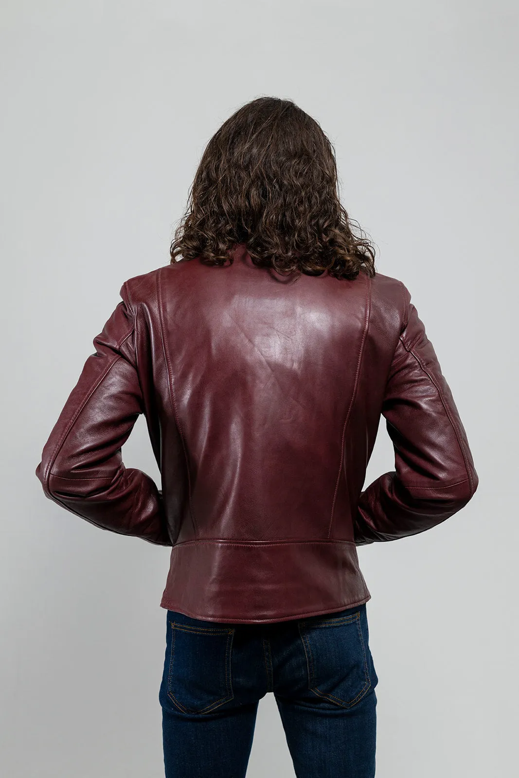 Grayson Mens Leather Jacket Oxblood (POS)