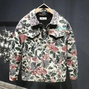 Green Letter Flower Jacquard Jacket