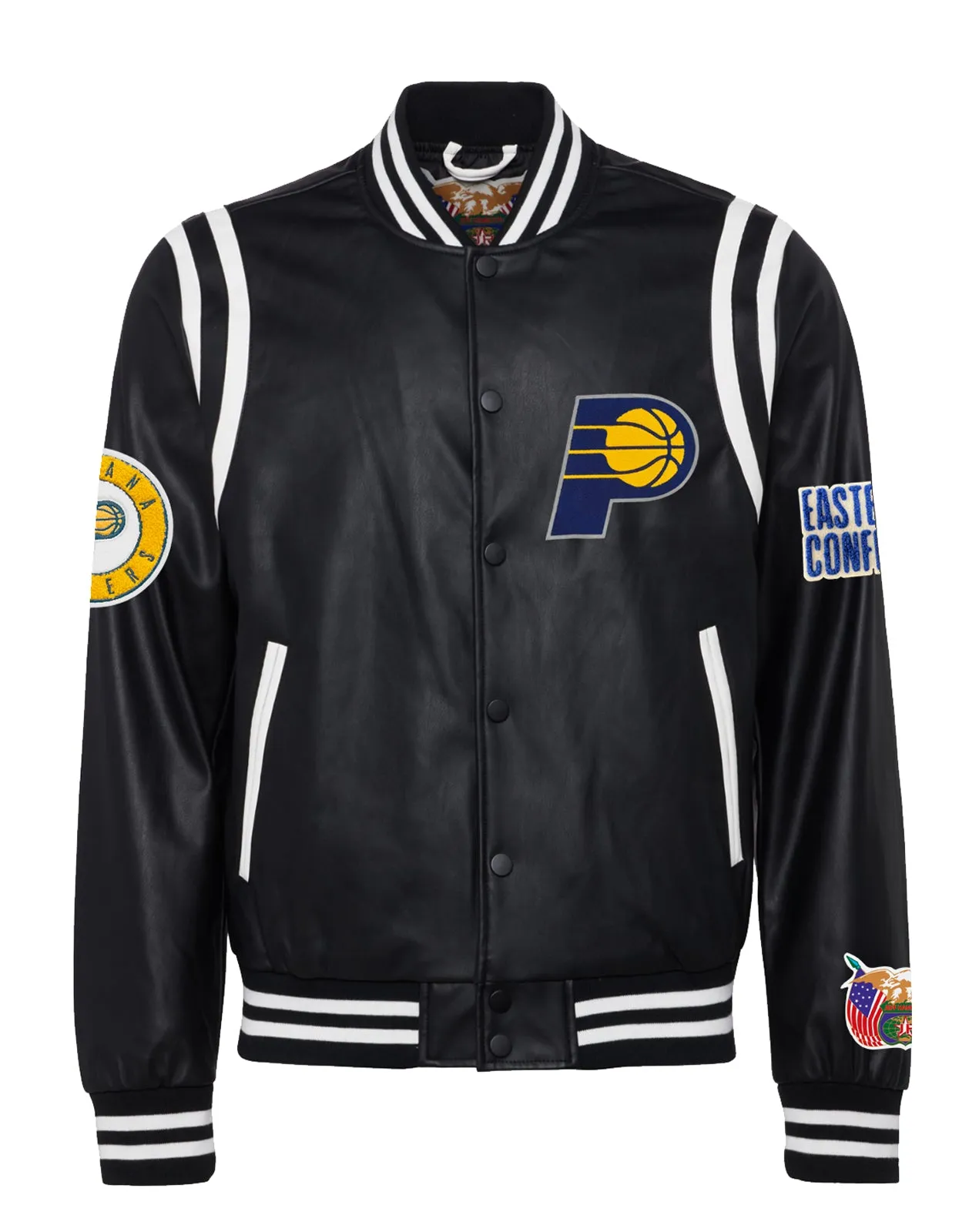 INDIANA PACERS VEGAN LEATHER JACKET Black / White