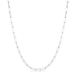 Kaylee 20” Silver Petite Paperclip Chain Linked Necklace