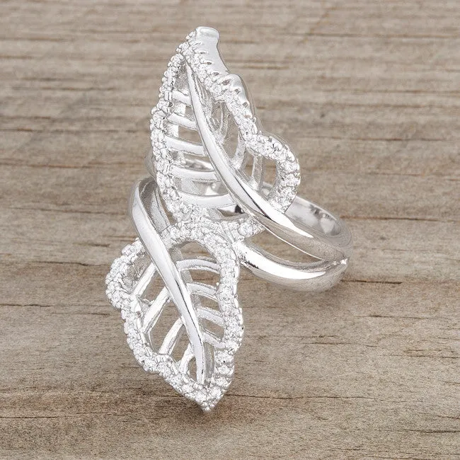 Liana CZ Leaf  Wrap Silver Ring | 0.5ct