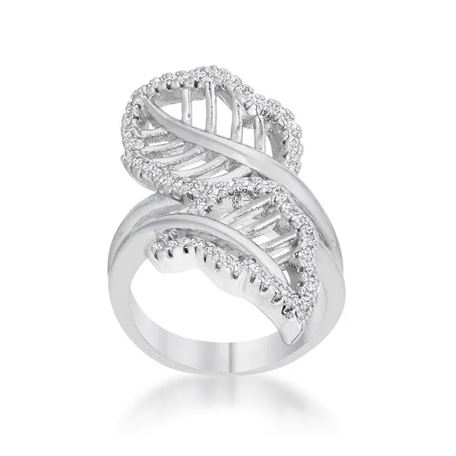 Liana CZ Leaf  Wrap Silver Ring | 0.5ct