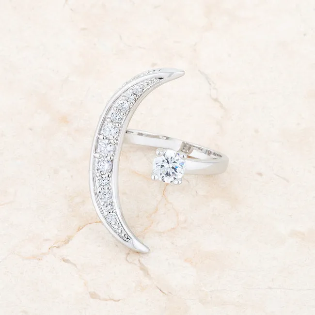 Luna Celestial Star Moon Silver Wrap Fashion Ring | 1.2ct