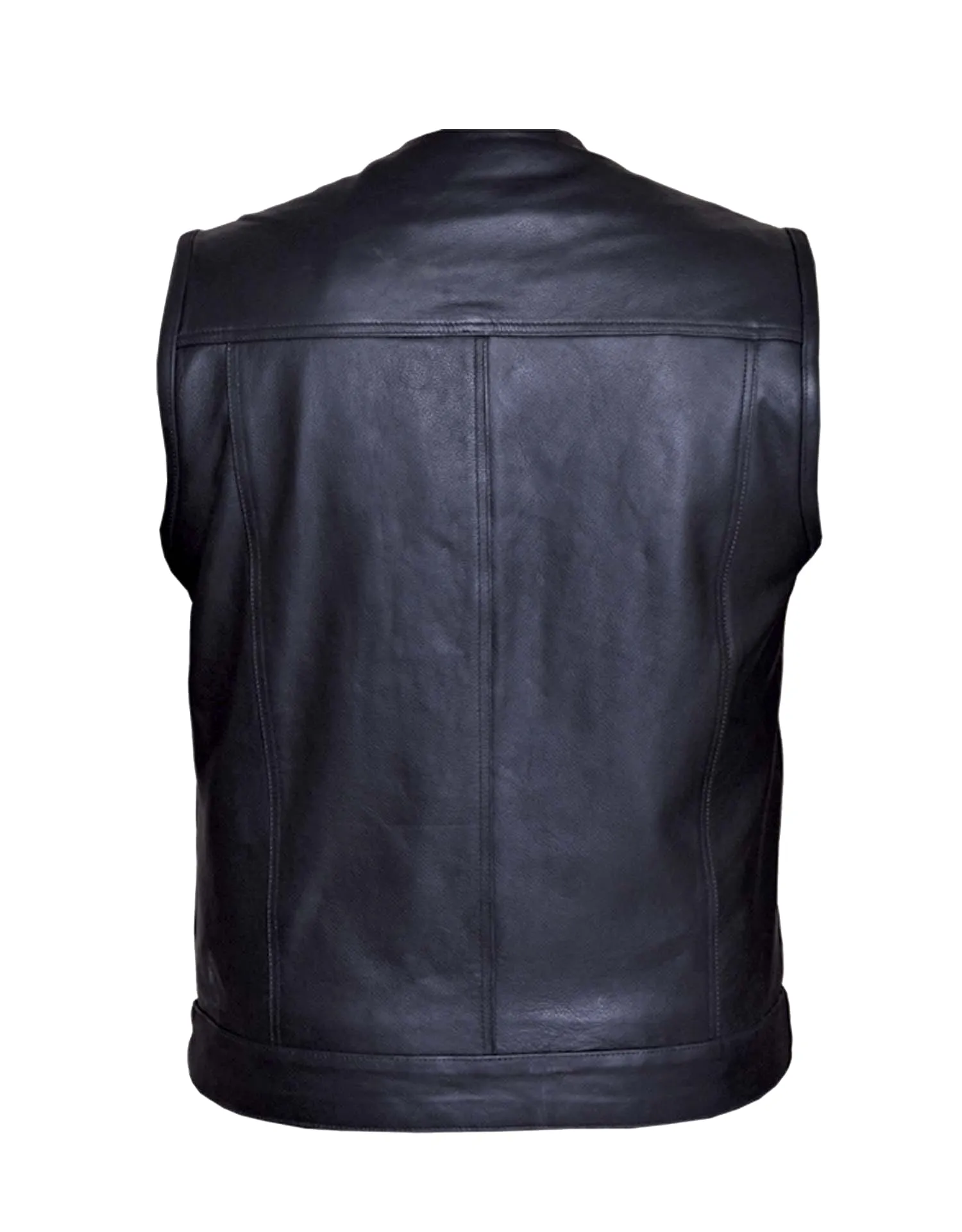 Men's Premium SOA Style Collarless Leather Club Vest