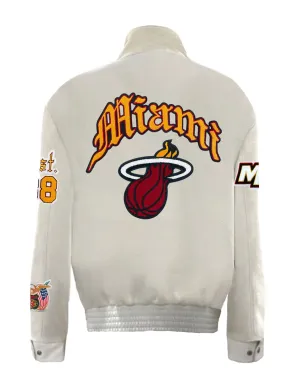 MIAMI HEAT WOOL & LEATHER OLD ENGLISH JACKET White