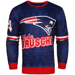 NFL Men's New England Patriots Tedy Bruschi #54 Retired Player Ugly Sweater