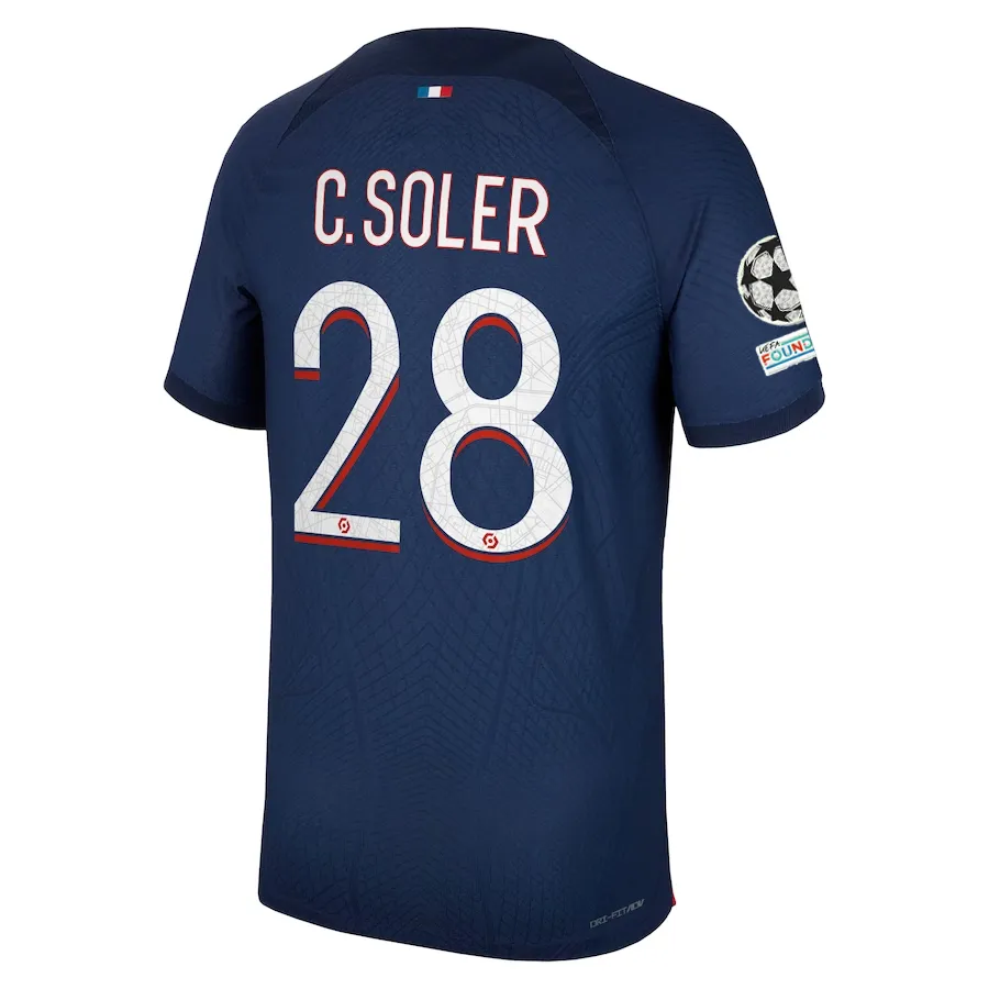 Nike Paris Saint-Germain Authentic Match Carlos Soler Home Jersey w/ Champions League Patches 23/24 (Midnight Navy)