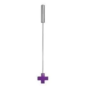 Ouch! Leather Cross Tipped Metal Crop - Purple