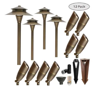 Pack III - Solid Cast Brass Outdoor Landscape Pathway & Spot Lighting