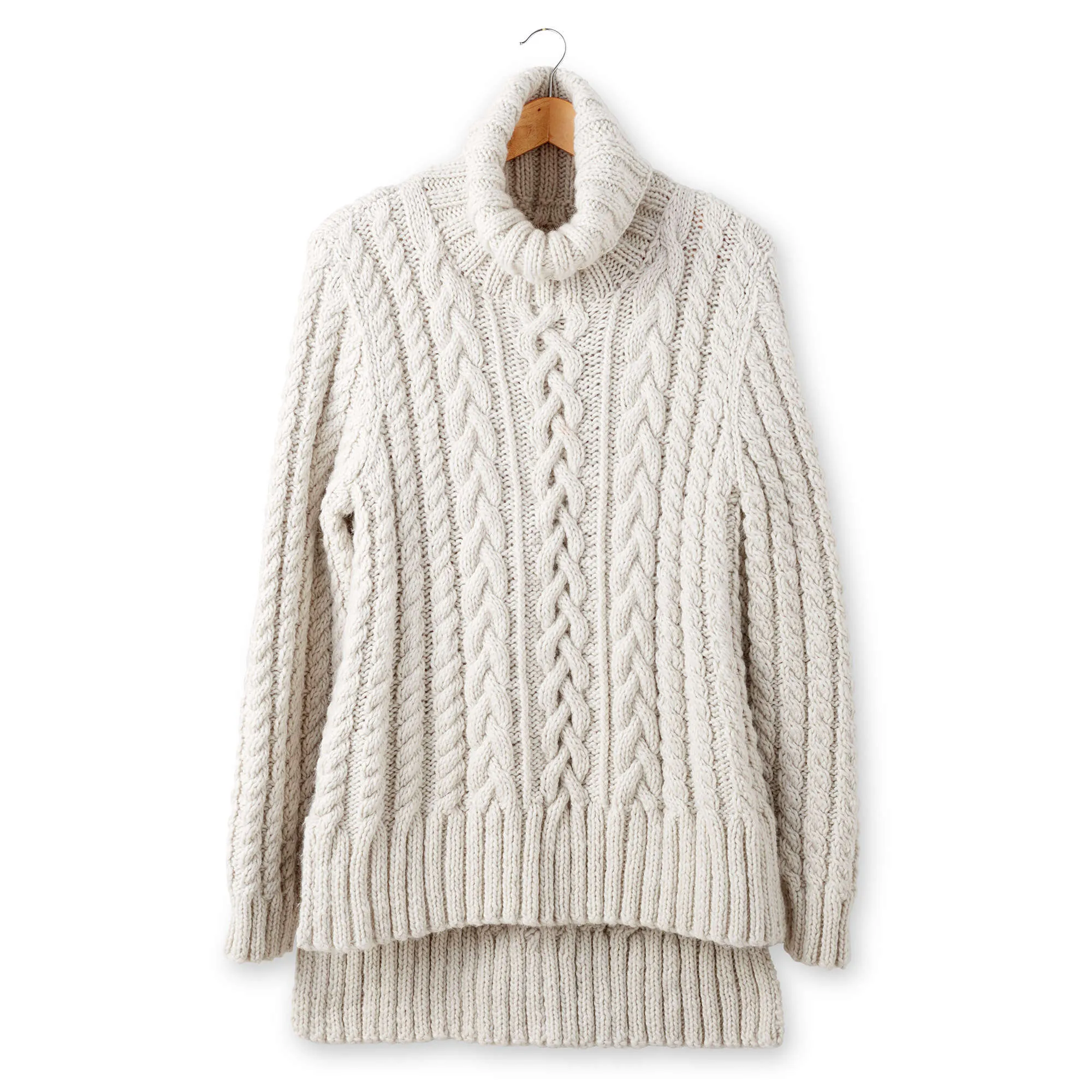 Patons Split Hem Cable Knit Pullover