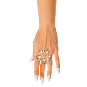 Pink Crystal Daisy Ring