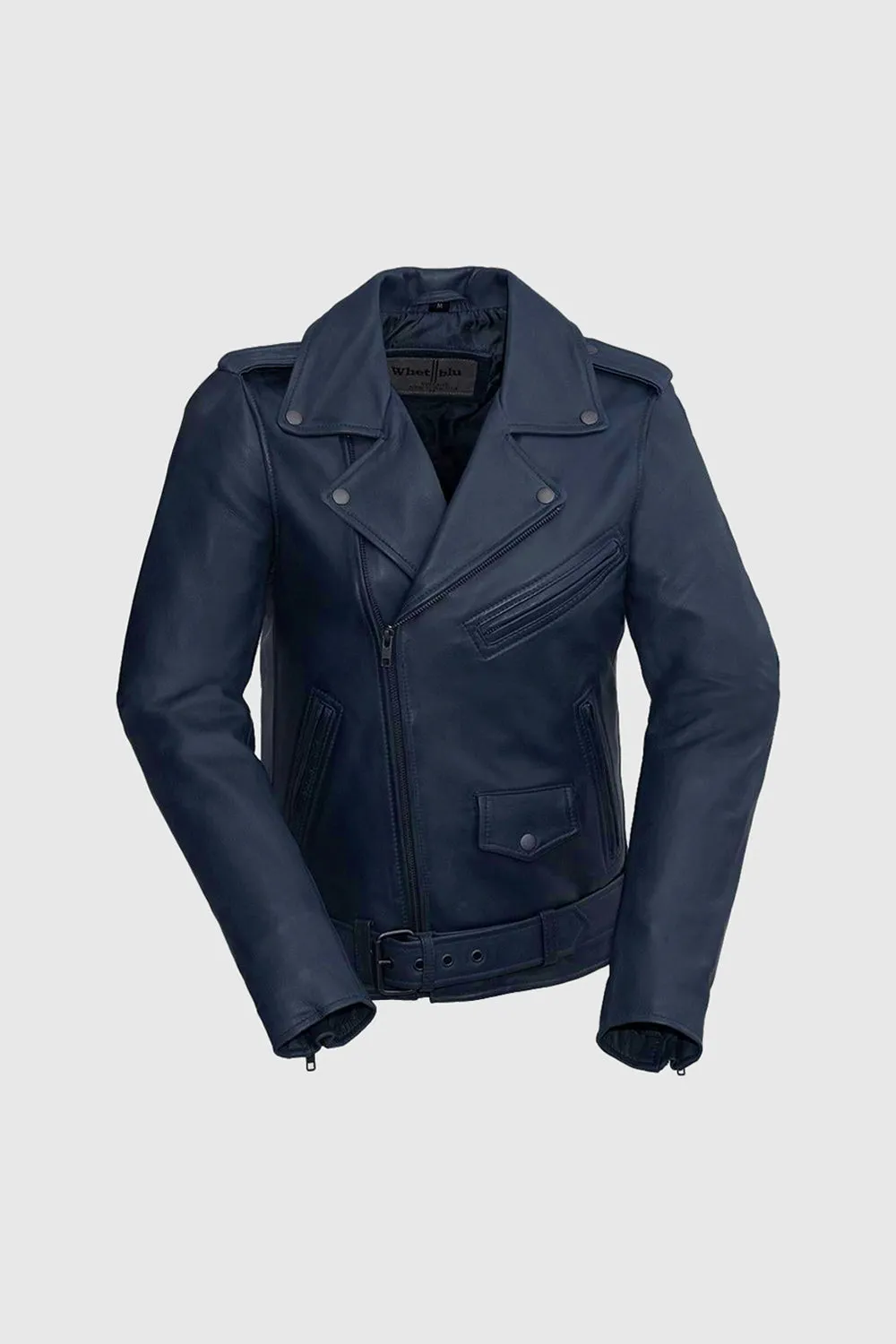 Rebel Women's Leather Jacket Navy Blue (POS)