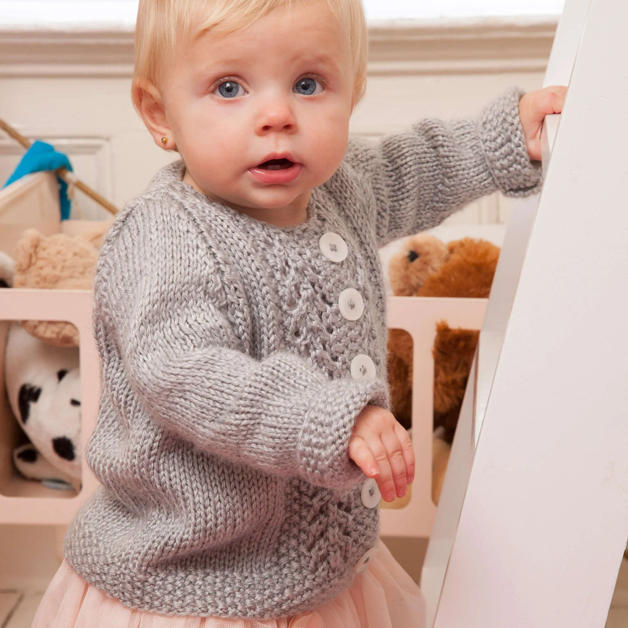 Red Heart Baby Lace Knit Cardigan