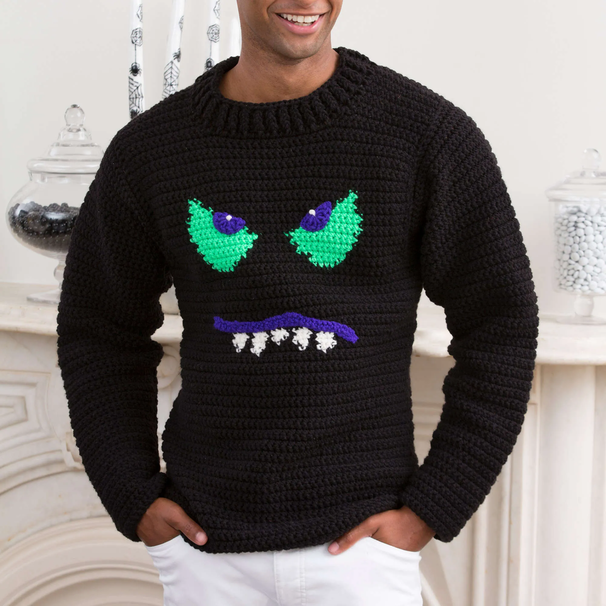 Red Heart Crochet Monster Face Sweater