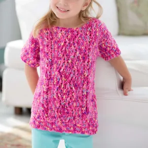 Red Heart Girl's Crochet Cable Sweater