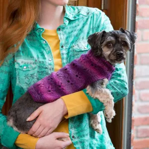 Red Heart Knit Paw Print Dog Sweater