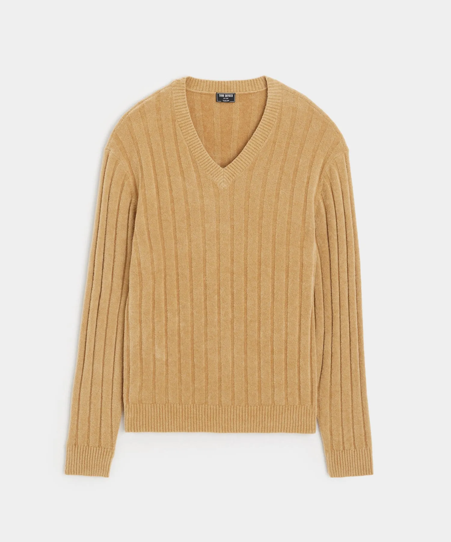 Relaxed Chenille V-Neck Sweater in Pine Cone