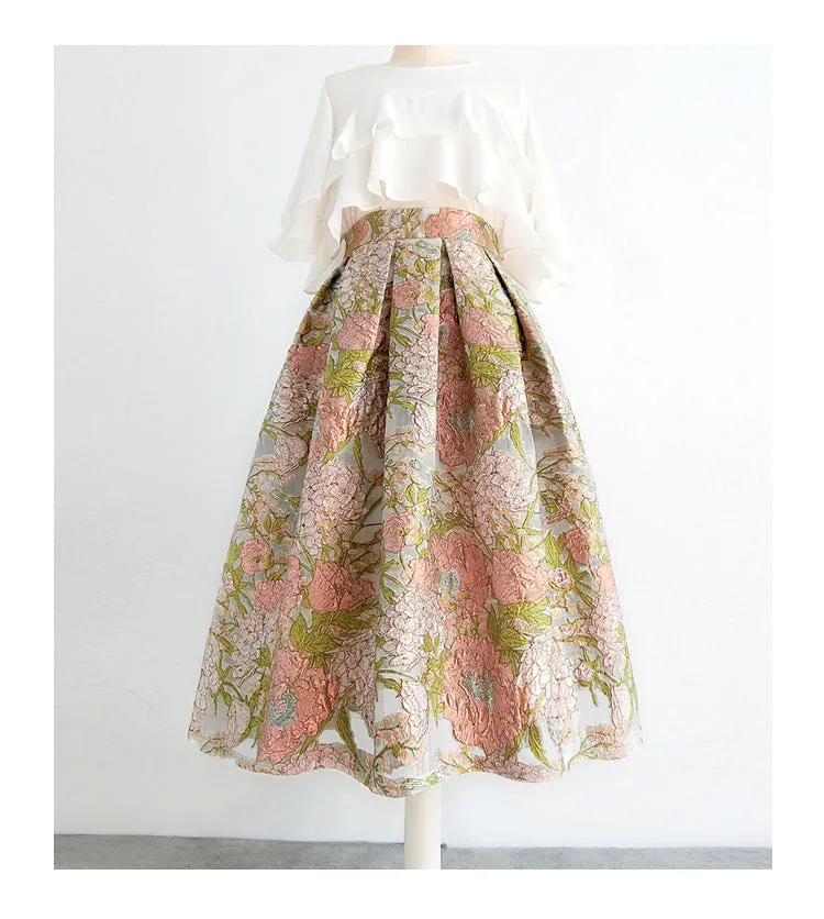 Retro Organza Embroidery Skirt (Made-to-order)