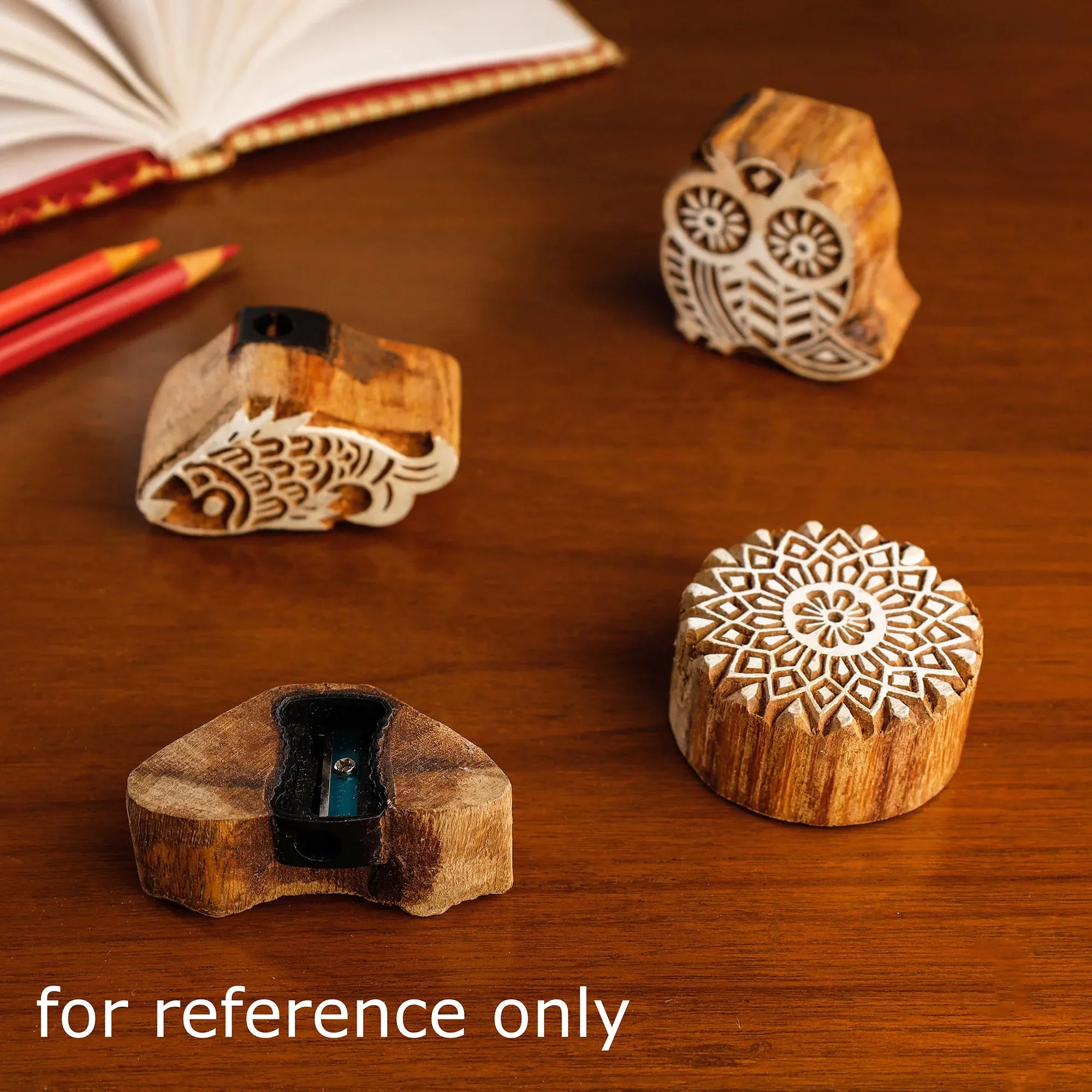 Rose - Hand Carved Sheesham Wood Block Sharpener