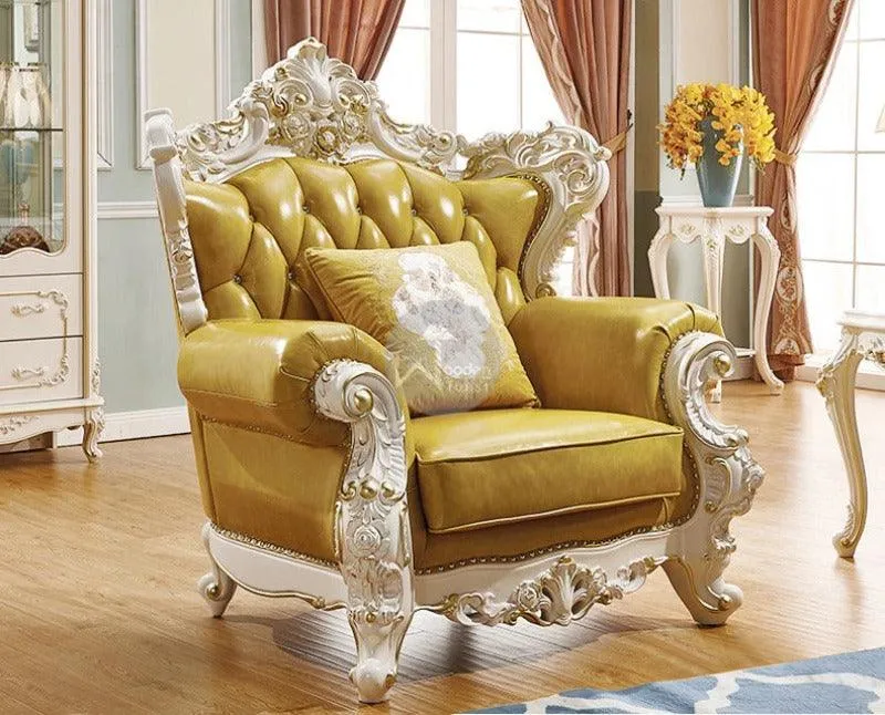 Royal Antique Golden and White Carved Sofa Set