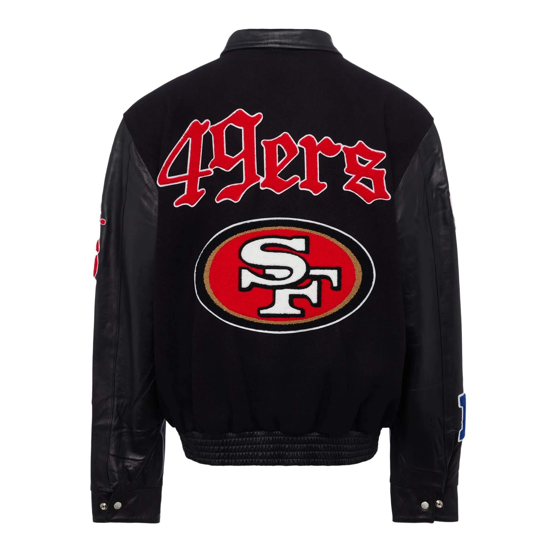 SAN FRANCISCO 49ERS WOOL & LEATHER VARSITY JACKET Black/Black