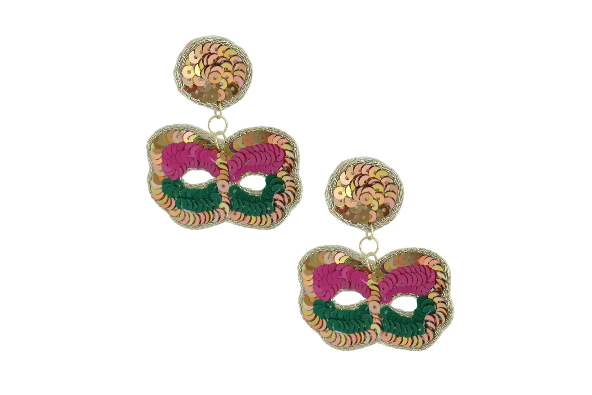 Sequin Mardi Gras Mask Earrings