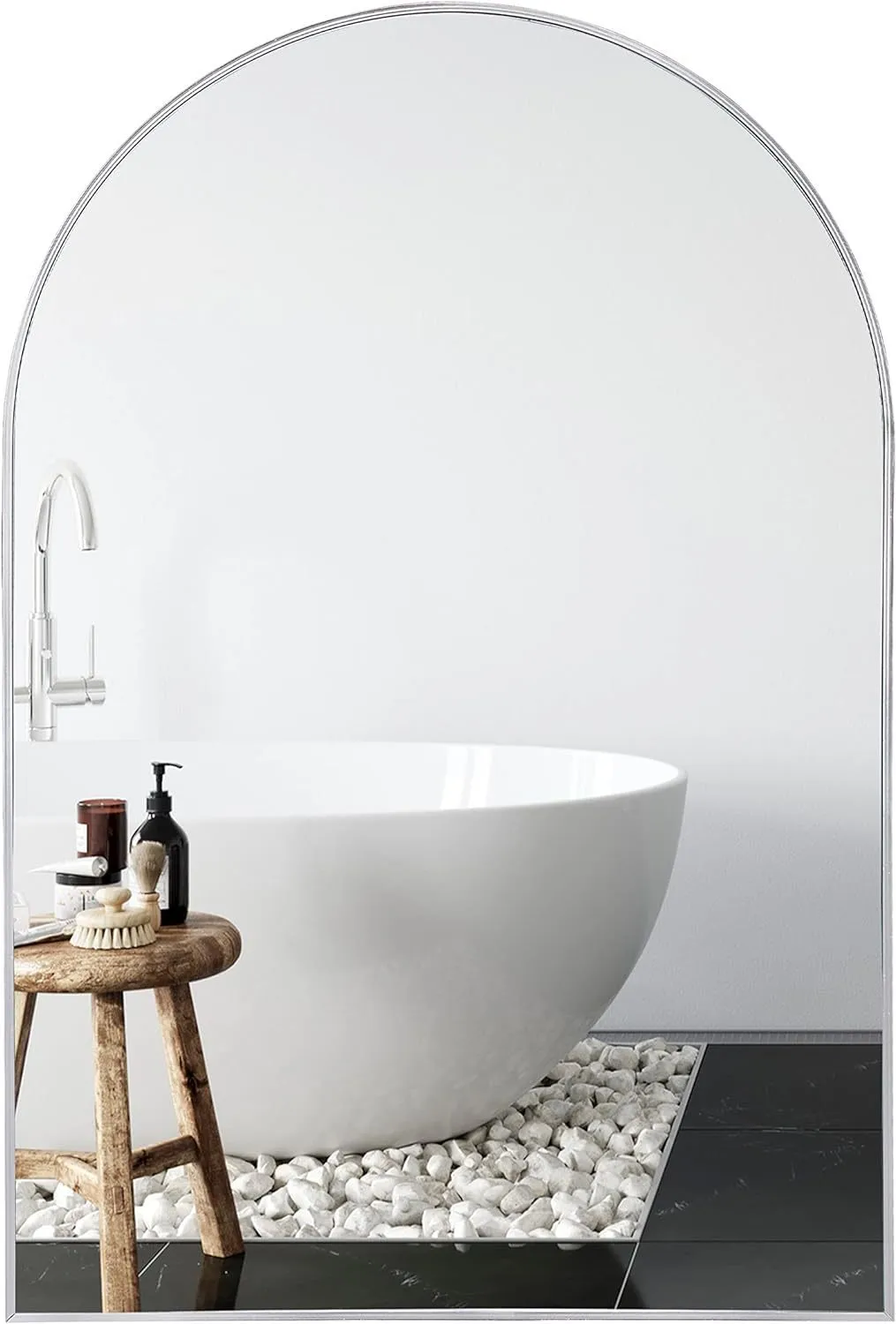 Silver 24*36IN Metal Arch mirror