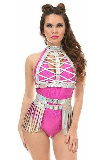 Silver Hologram Fringe Mini Skirt