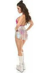 Silver Hologram Fringe Mini Skirt