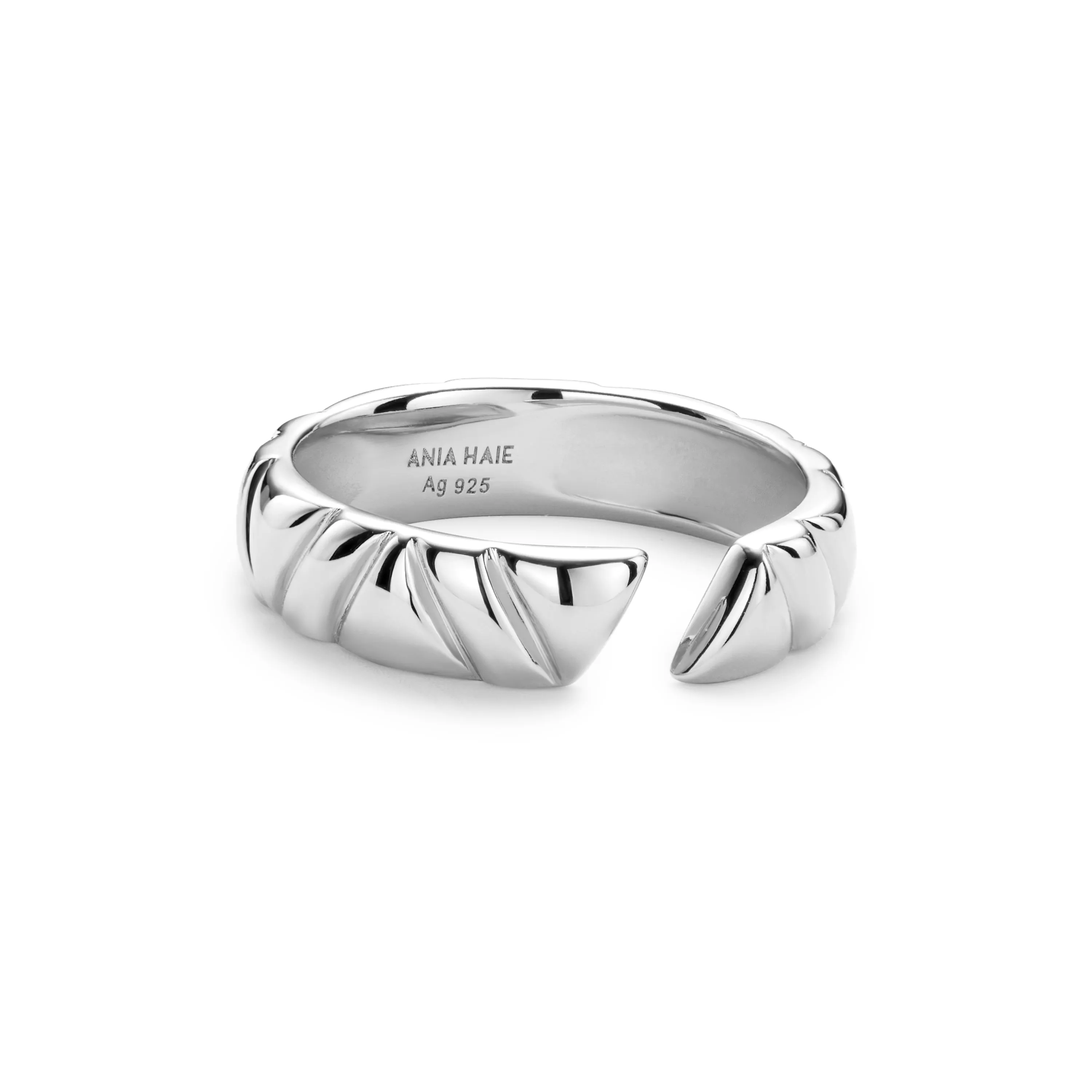 Silver Irregular Twill Adjustable Ring