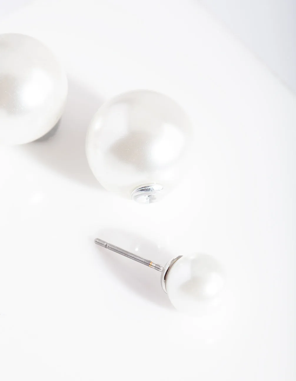 Silver Pearl Jacket Stud Earring