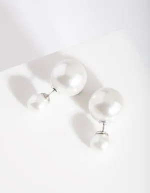 Silver Pearl Jacket Stud Earring