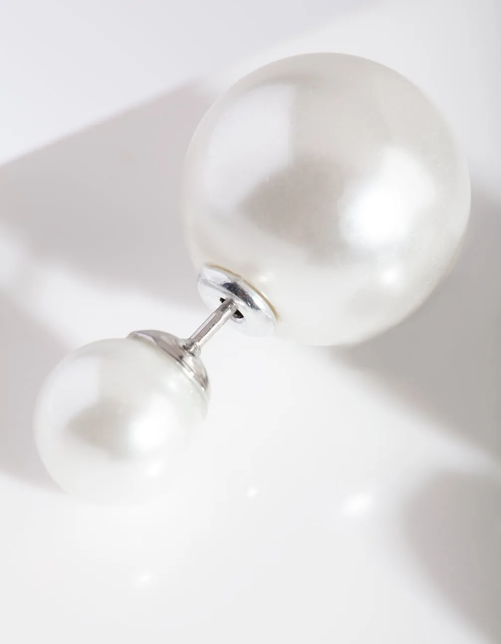 Silver Pearl Jacket Stud Earring