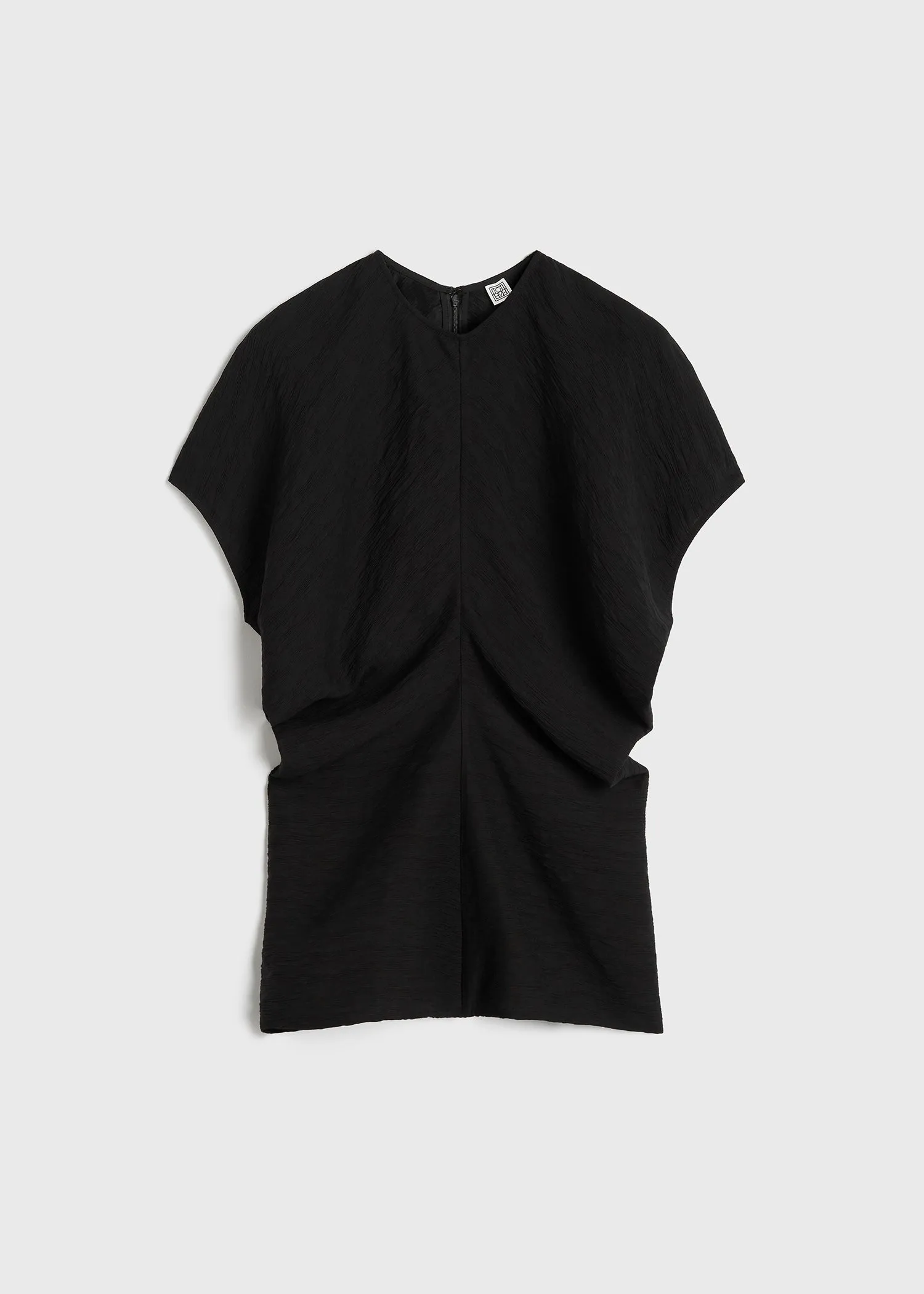 Slouch waist crinkled top black