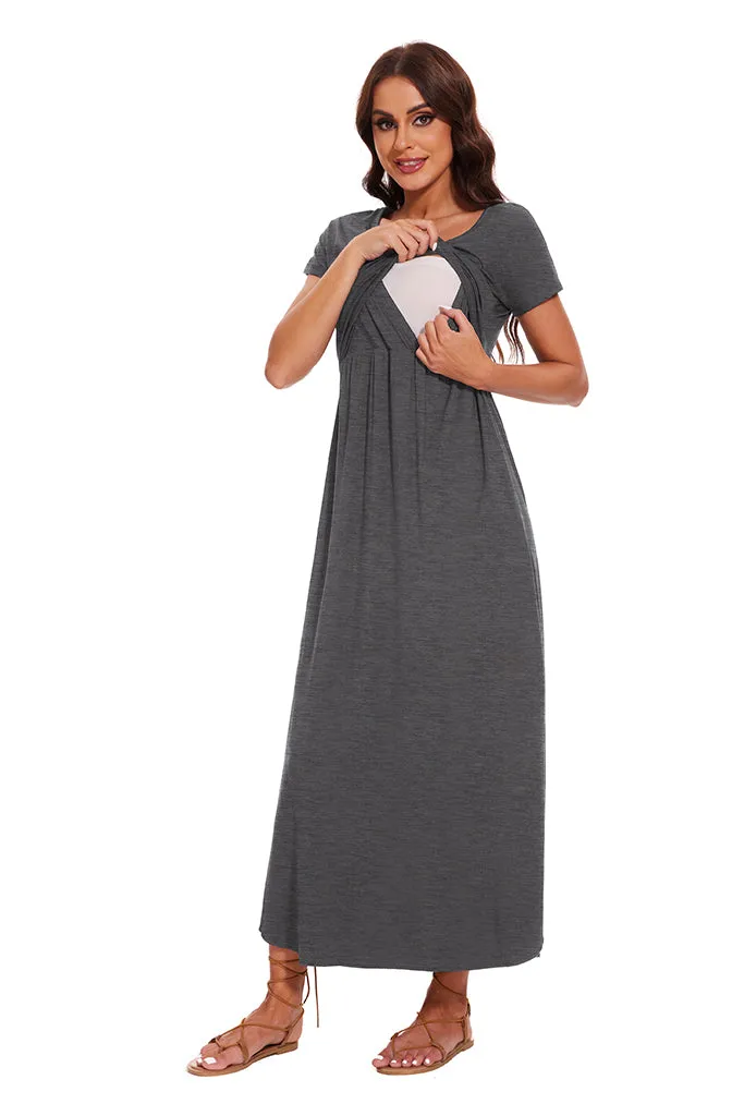 Smallshow Short Sleeve Nursing Maxi Dresses