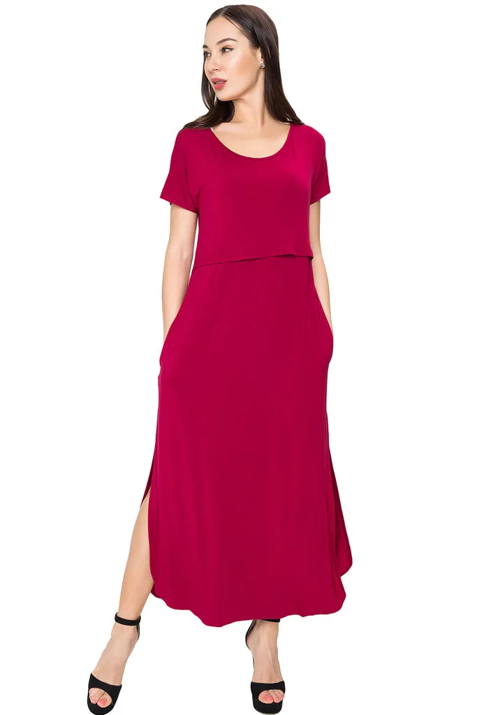 Smallshow Short Sleeve Nursing Maxi Dresses