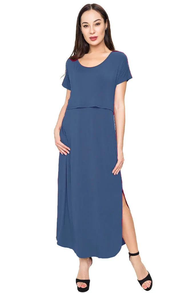 Smallshow Short Sleeve Nursing Maxi Dresses